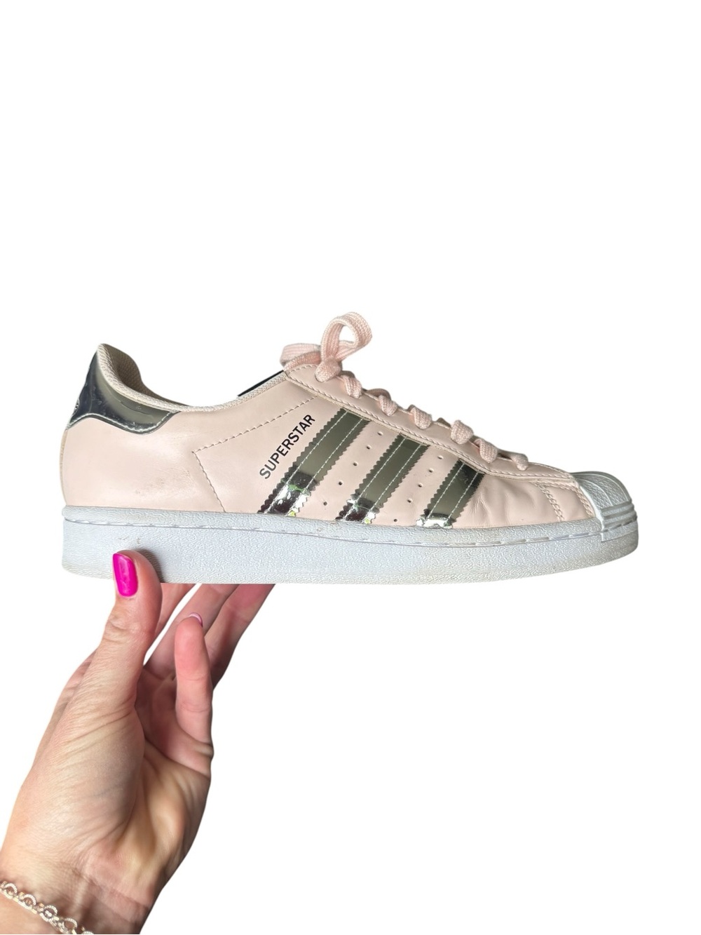 Adidas Superstar Pink Iridescent Shell Toe Sneakers Size 8 Y2K Balletcore